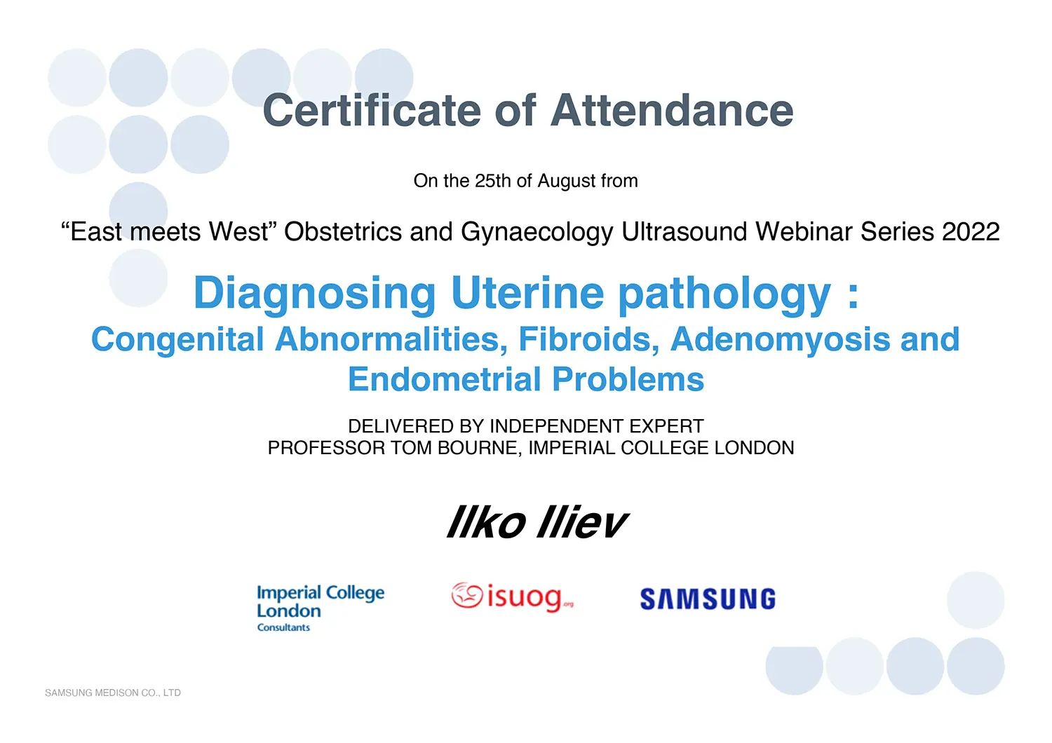 Certificate 5 - Д-р Илко Илиев